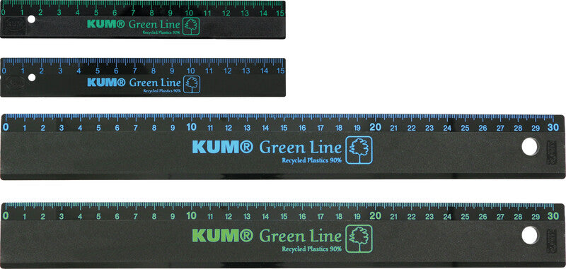 Kum Wandtafel-Lineal 15 cm – Kunststoff, schwarz, mit Tuschekante, abgerundete Ecken