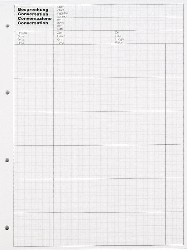 Q-connect Besprechungsblock, kariert 4 mm, geheftet, 80 Blatt, 4-fach gelocht, perforiert, 80 g/m² – weiss