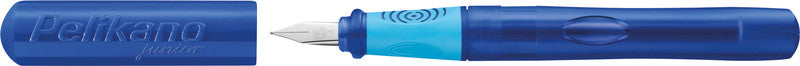 Pelikano junior – L Feder – für Linkshänder – blau – Patronen