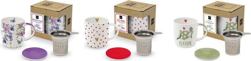 Ppd Trend Tee Tassen-Set – 0,35 l, New Bone China, Mehrfarbig, Deckel
