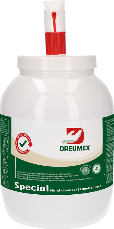 Dreumex Handreinigungspaste – Kunststoff, weiss, 2800 g, inkl. Pumpe, Litschi-Duft, silikonfrei
