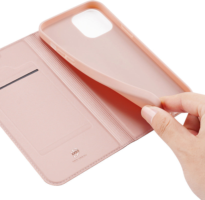 Dux Ducis Booklet-Hülle – für Apple iPhone 13 Pro Max – Roségold – Kunstleder, mit Kartenfach