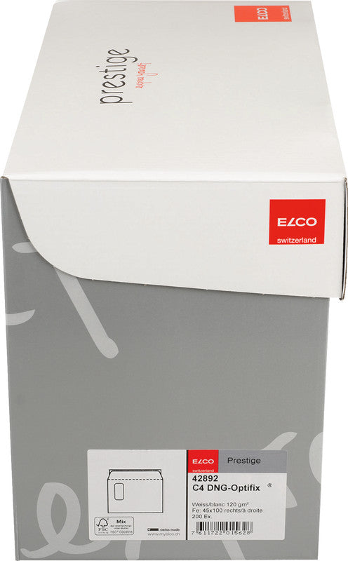 Elco Couvert C4, Fenster rechts, Haftklebung, weiss, 120 g/m² – 200 Stk.