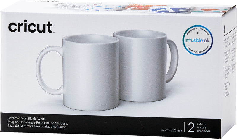 Cricut Tasse – 0,35 l, Keramik, weiss, sublimationsfähig, für Cricut Tassenpresse, 2 Stück