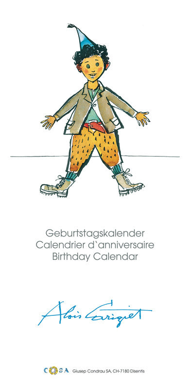 Cosa Geburtstagskalender Alois Carigiet – dreisprachig d/f/gb – immerwährend – 16,5 × 34 cm