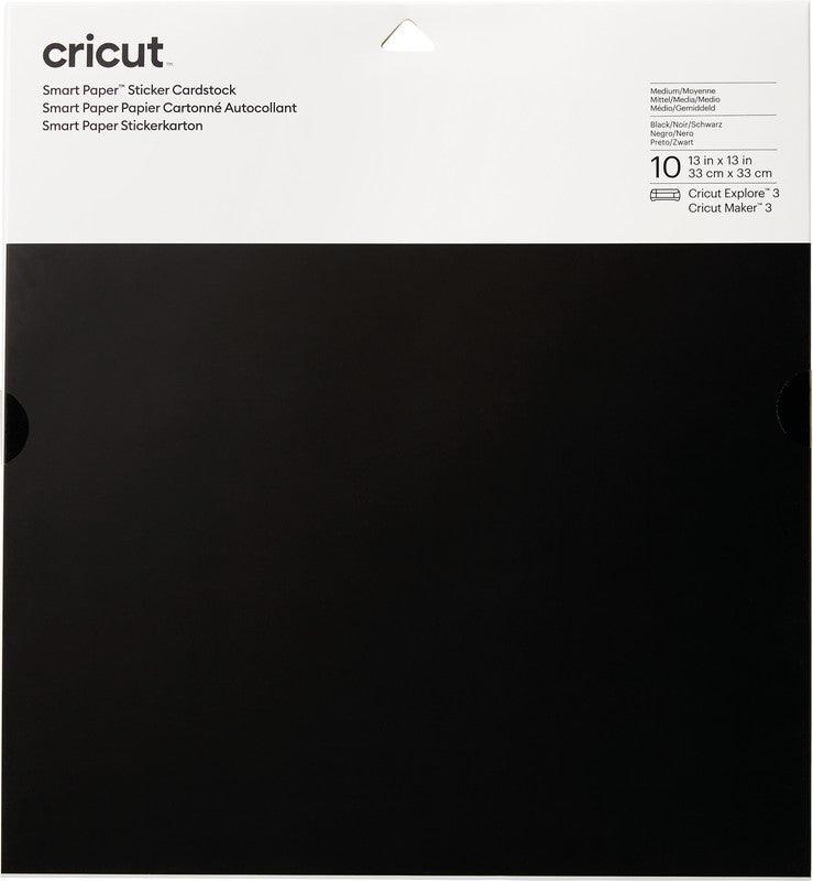 Cricut Stickerpapier – für Cricut Maker 3 und Explore 3 – 330 × 330 mm – 210 g/m² – schwarz – 10 Stk.
