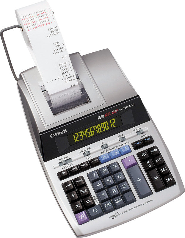 Canon Tischrechner, druckend MP1211-LTSC – 12-stellig, zweifarbig, 4,3 Zeilen/s, LCD, Steuer/Währung