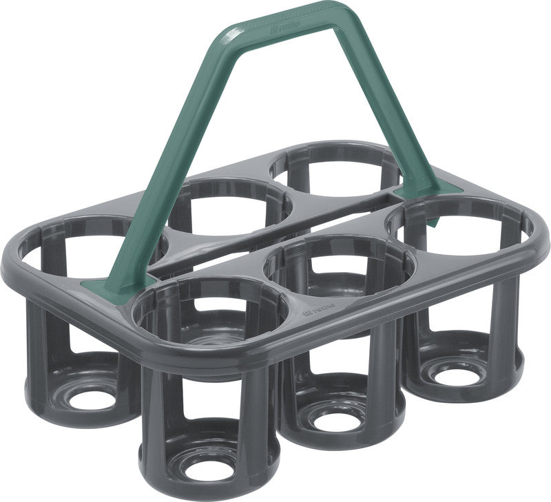 Rotho Flaschenträger Basic – 6 Flaschen (bis 1,5 l) – stapelbar, mit Griff – PP (recycelt) – 26 × 27 × 35 cm