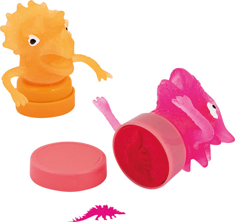 Trendhaus Motivstempel-Set – Hey Dino, selbstfärbend, 5 Motive, Ø 26 mm, Kissentränkung sortiert