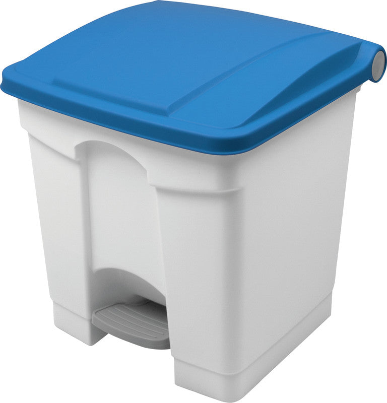Helit Abfallcontainer the step – 30 l – mit Deckel – Kunststoff, weiss – B × H × T 410 × 440 × 400 mm