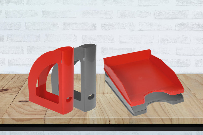 Q-Connect Stehsammler für Format C4 – mit Griffloch, 80 mm, Rot, Kunststoff