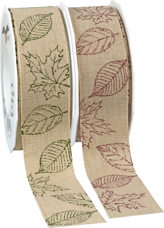 Präsent Geschenkband – Forest – Leinen, 40 mm × 15 m, Weinrot