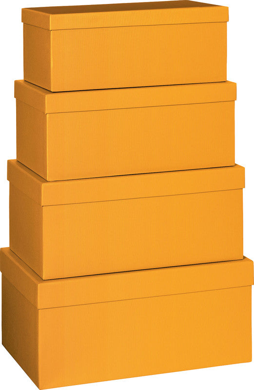 Stewo Geschenkbox – Orange – 4-teilig, Strukturprägung – 300 × 125 × 170 bis 360 × 170 × 230 mm
