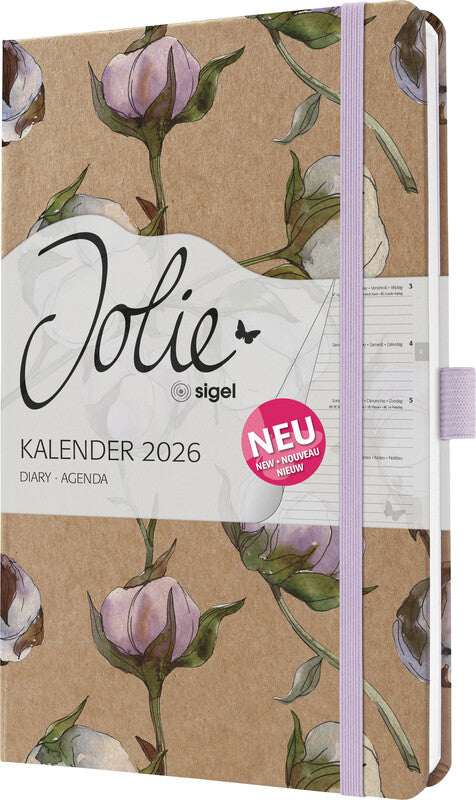 Sigel JOLIE Pure Agenda – 1 Woche/2 Seiten, gebunden, A5, Jan–Dez, 2026, Cotton Fields, FSC