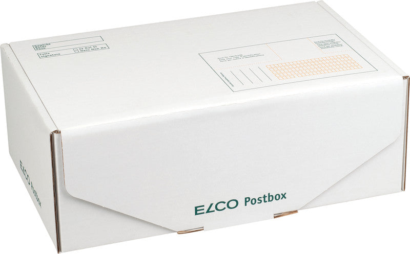 Elco Faltschachtel, weiss, mit Beschriftungsfeldern – 350 × 250 × 50 mm – 5 Stk.