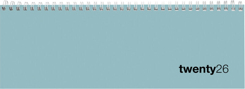 Biella Bunte Agenda – 1 Woche/2 Seiten, Spiralbindung, 29,7 × 10,5 cm, 2026, mehrsprachig, Salbeigrün, FSC