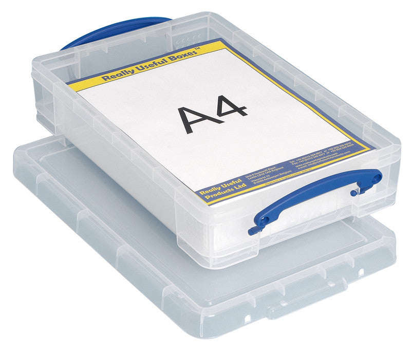Really Useful Boxes Really Useful Box Aufbewahrungsbox 4 l – stapelbar, 255 × 88 × 395 mm, transparent, Kunststoff