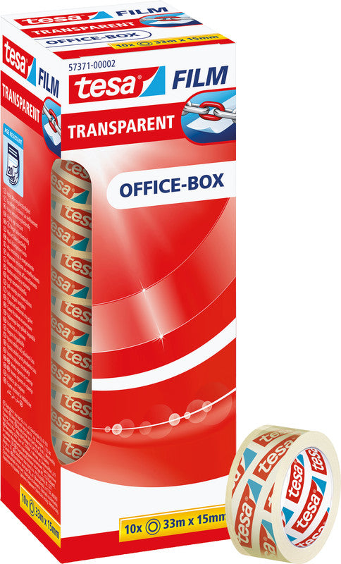 TESA Klebeband – permanent, klar, Kunststoff, 15 mm × 33 m, Kern Ø 26 mm