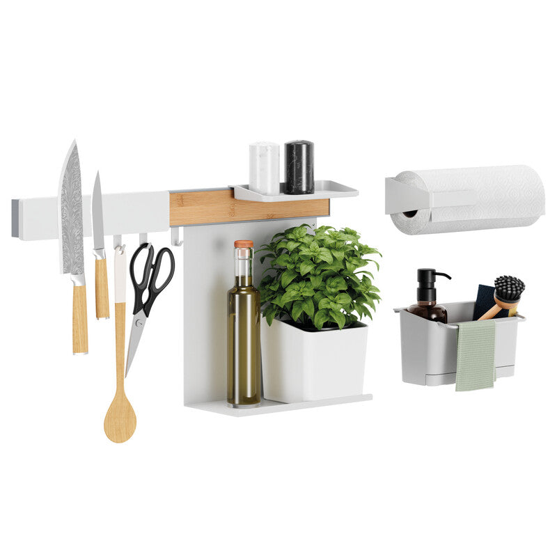 TESA Küchenorganizer-Set Kombi-Set XL – für Küchenreling – 86,5 × 34 × 14 cm – sortiert