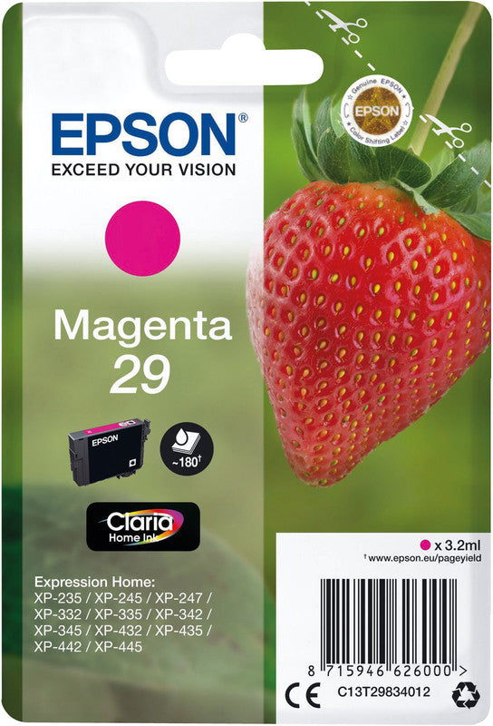 Epson Tintenpatrone 29, Magenta, 180 Seiten – für Tintenstrahldrucker/Multifunktionsgeräte