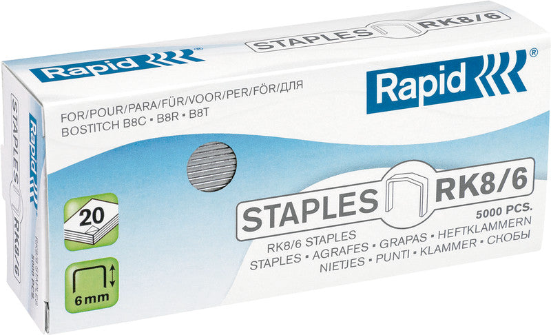 Rapid Heftklammern – 6 mm – Metall, silber – 5000 Stk.