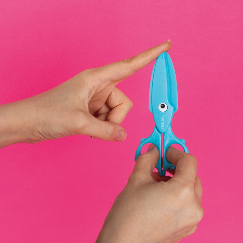 Fonzell Kinderschere – 11,5 cm, Kunststoff, für Rechts- und Linkshänder, abgerundet, Kunststoff, Blau