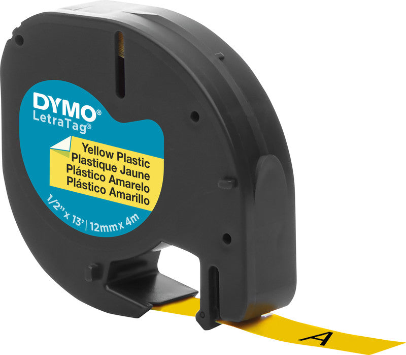 DYMO Schriftband – 12 mm × 4 m, gelb, schwarz