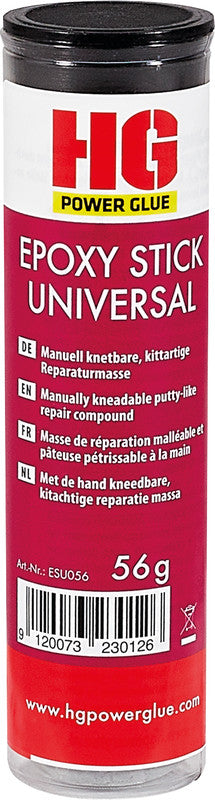 HG Power Glue Epoxy Stick formbar, wasserfest, für Metall, Holz, Glas, 65 g, −50 bis +180 °C