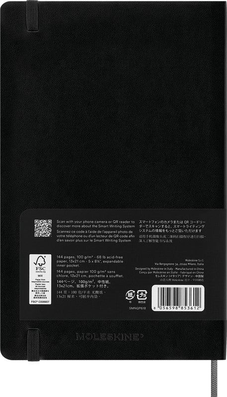 Moleskine Notizbuch, blanko, Leimbindung, Softcover, 176 Seiten, 100 g/m² – schwarz, für MOLESKINE Notes App