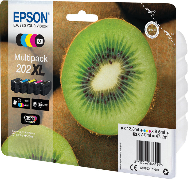 Epson Tintenpatronen-Multipack 202XL, XL, 5er-Pack – für verschiedene Modelle