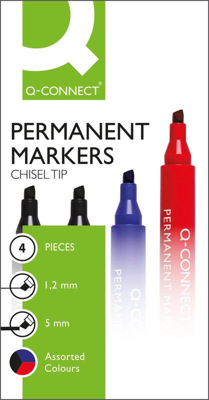 Q-Connect Permanent Marker – sortiert, 4er