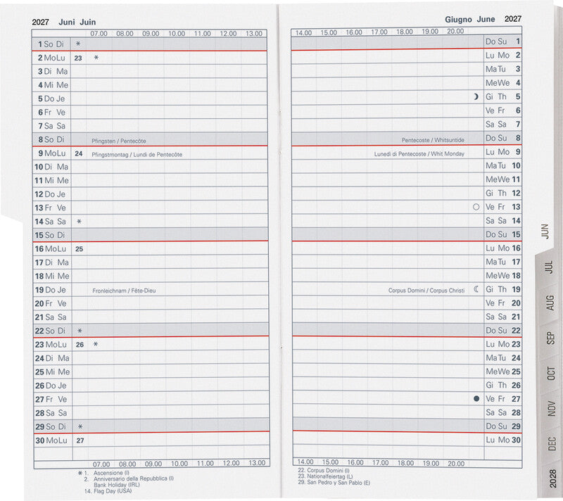 Biella Luzern Agenda – 1 Monat/2 Seiten, geheftet, 8,7 × 15,3 cm, 15 Monate Okt–Dez, 2027, Petrol, FSC