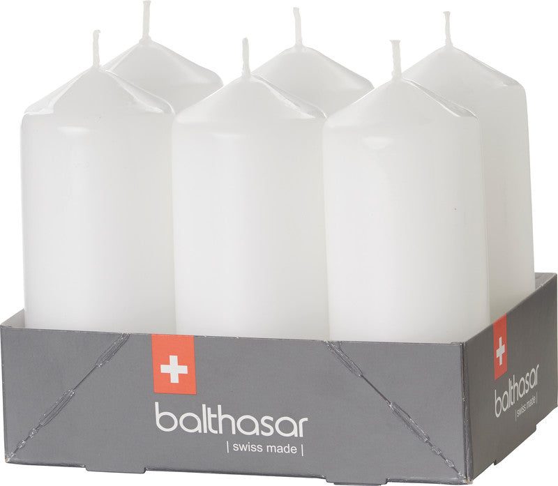 Balthasar Zylinderkerze, weiss, 9,5 cm, Ø 4 cm, 6er-Set – für Innenbereich