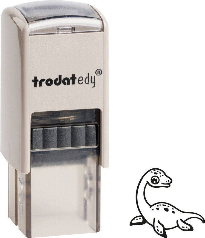 Trodat Plesiosaurus Motivstempel – selbstfärbend, 19 × 19 mm, Kissen taupe