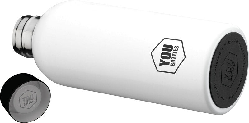 Youbottles Trinkflasche Dual – 5 dl – Edelstahl, isoliert, Schraubverschluss – Monochrome Weiss