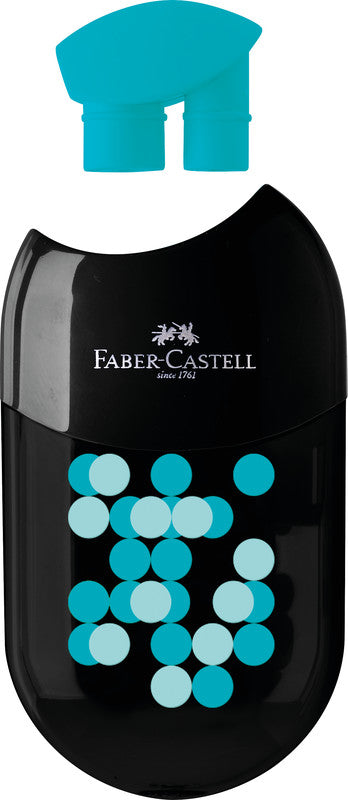 Faber-Castell Spitzer – manuell, 2-Loch, mit Behälter, für Blei- & Buntstifte 8 & 11 mm, Kunststoff