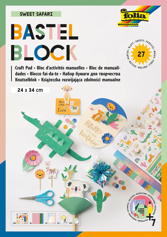 Folia Motivblock Sweet Safari – 240 × 340 mm – mehrfarbig – 27 Blatt