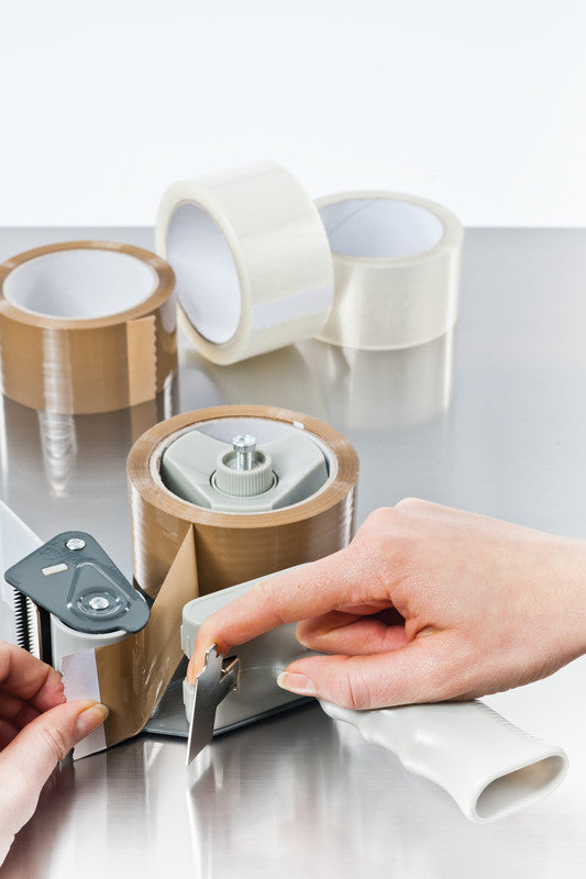 Q-Connect Verpackungsbandabroller – für Rollenbreite bis 50 mm, für Bandlänge bis 66 m, mit Bremse