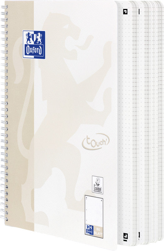 Oxford Collegeblock, Karton, 80 Blatt, 4-fach gelocht, perforiert, 90 g/m² – Sand, für SCRIBZEE App