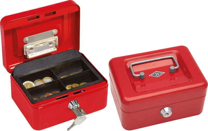 Wedo Geldkassette – mit Schlüssel – 15,2 × 11,5 × 8 cm – Rot – Stahl