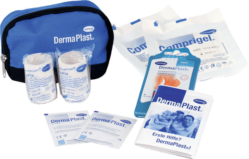 DermaPlast Erste-Hilfe-Set Smart – für Alltagsverletzungen – Blau, Nylon – 150 × 110 × 70 mm