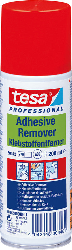 TESA Klebstoffentferner – Spray, transparent, 200 ml, für Kunststoff, Glas, Metall