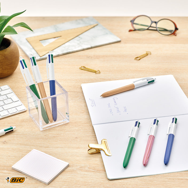 BIC Vierfarbenkugelschreiber – natur, Kunststoff