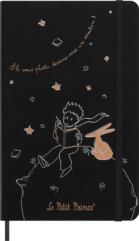 Moleskine Notizbuch Le Petit Prince, 130 × 210 mm, liniert, Leimbindung, Hardcover, 176 Seiten – schwarz