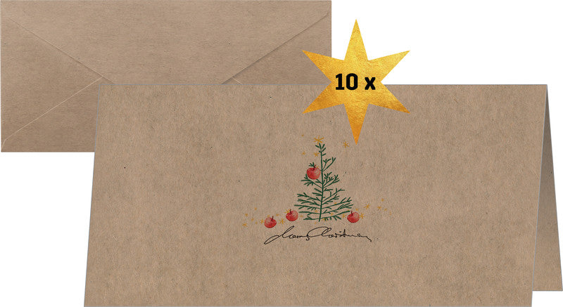 Sigel Weihnachtsgrusskarte (Äpfel) – 220 × 110 mm – mit Umschlägen, für Inkjet/Laser/Kopierer, 10er Pack