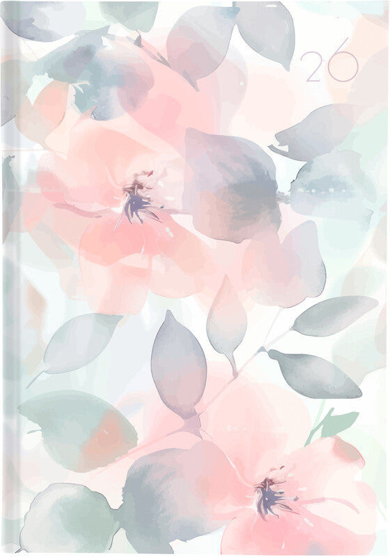 Biella Dispo Term Trend Agenda – 1 Woche/2 Seiten, gebunden, 14,5 × 20,5 cm, 2026, Floral, FSC