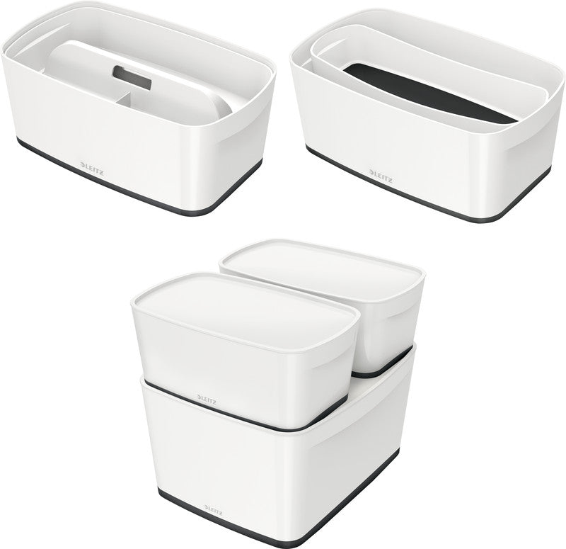 Leitz Aufbewahrungsbox MyBox – ABS-Kunststoff, Weiss/Schwarz, 31,8 × 12,8 × 19,1 cm