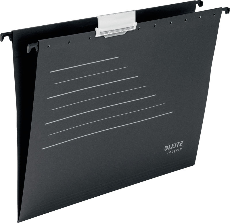 Leitz Hängemappe Recycle – für A4, Bodenbreite 15 mm, schwarz, Karton, inkl. Reiter