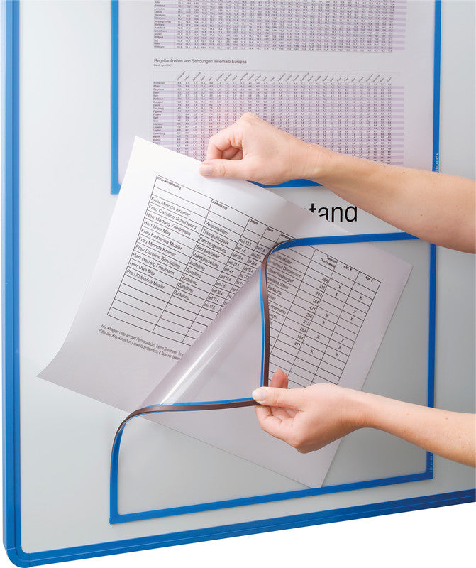 Q-connect Magnetclip – 225 × 312 mm, blau, wiederablösbar, für A4