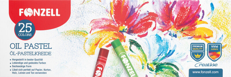 Fonzell Ölpastelle – Set – 25 Farben, für Papier, Karton & Leinwand